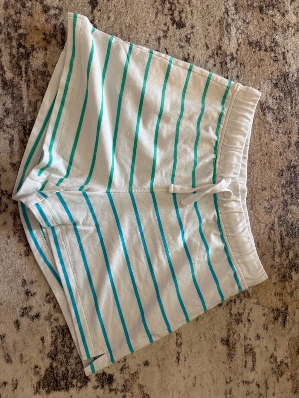 J. Crew White Shorts with Aqua & Teal Stripes
